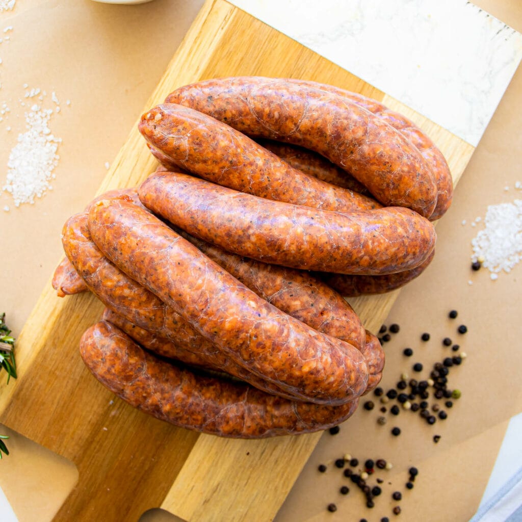 Lamb, Cracked pepper and Worcestershire sauce sausages ( $18.90/kg)