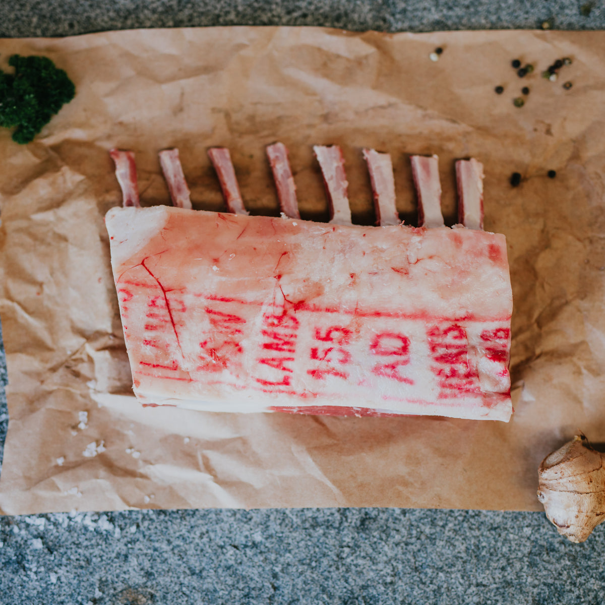 Frenched Lamb Rack  <br><small> $58.00 / kg) </small>